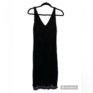 Ralph Ralph Lauren plaid label black dress large vintage sequin speak easy